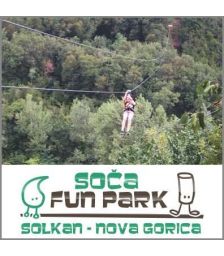 {[sl]:Spust poguma - 550m ZIP LINE čez reko Sočo, Soča fun park, Solkan (Vrednostni bon, izvajale